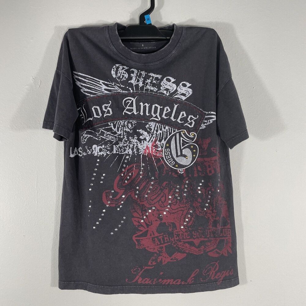 Guess Boys Size 8 T-Shirt Graphic Short Sleeve Tee Kids Organic Cotton Blend